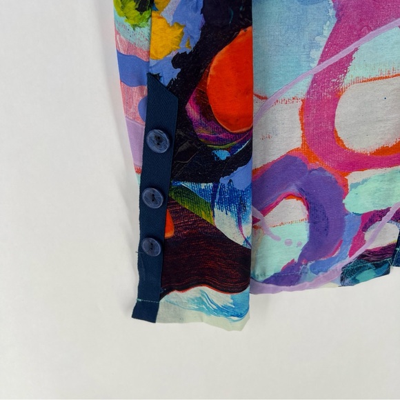 Claire Desjardins Colorful Abstract Sleeveless Button Front Tunic Lagenlook‎ - Picture 5 of 16